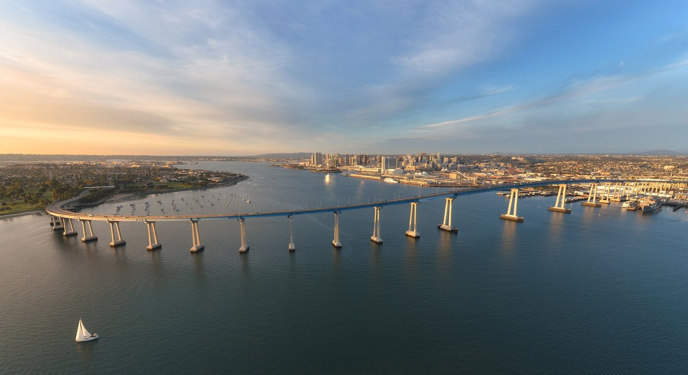 San Diego–Coronado Bridge and the downtown skyline